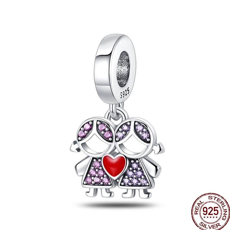 100% Copper Sister Friend Charm Love Heart Blessing Series Suitable For 3Mm'S Bracelet Ladies Fine Jewelry Gift