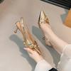 Baotou sandals women's new silver pleated single shoes stiletto pointed fashion high heels with skirt