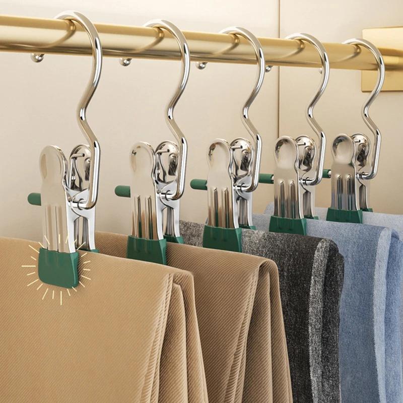 5pcs Stainless Steel Foldable 3-Shaped Hook Clips - Multifunctional Clothes Drying Clips with Non-Slip, Non-Marking, Rust-Proof Design - Perfect