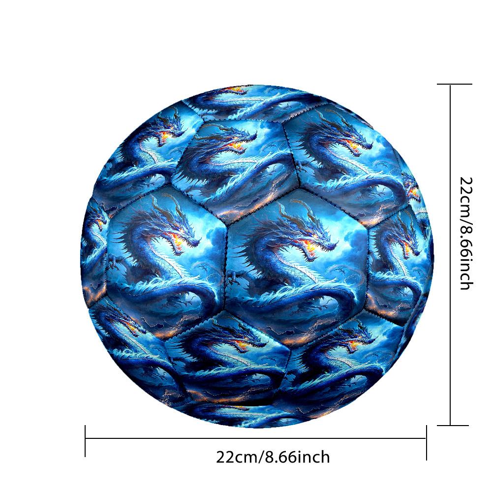 1pc Blue Dragon Fantasy Theme Soccer Ball Football, Size 5, Lightweight PVC, Outdoor Training Soccer Ball,Gift C6543