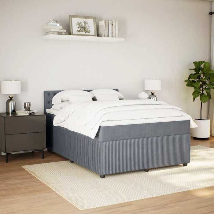 Maison Exclusive - Sommier à lattes de lit et matelas Gris foncé 140x190cm Velours