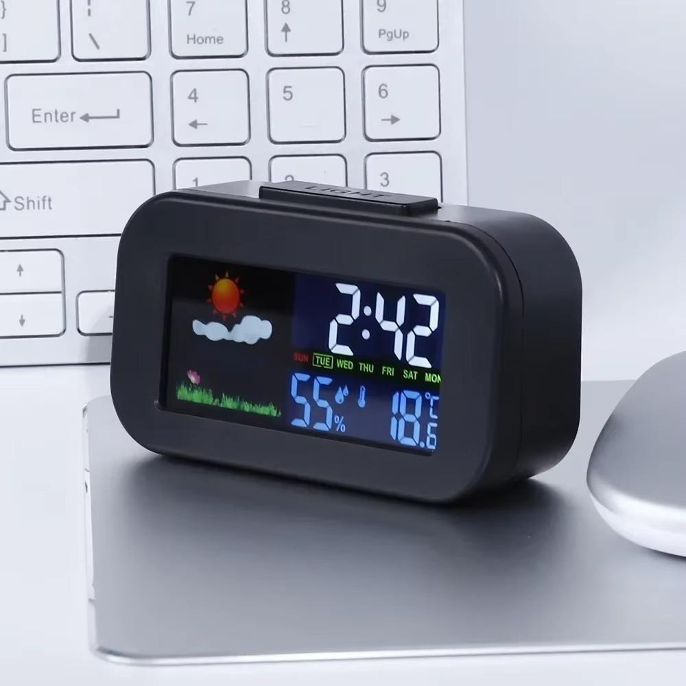 Color Display Weather Station Clock Backlit Display Temperature Monitoring Temp Monitor Digital Display Humidity Monitoring