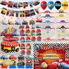 McQueen Cars Toy Story Theme Party Decorations: Pull Flags, Cake Toppers, Hanging Swirls, Balloons.