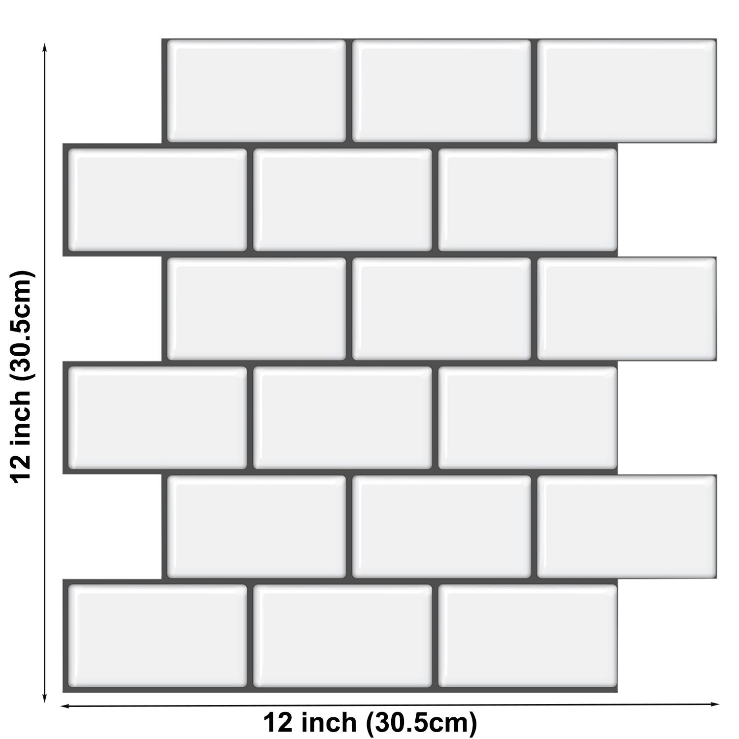 

10pcs Peel&Stick Wall Tile Sticker 3D Subway Waterproof Wallpaper for DIY Kitchen Bathroom Laundry Room RV and Fireplace Decor 10 Pieces