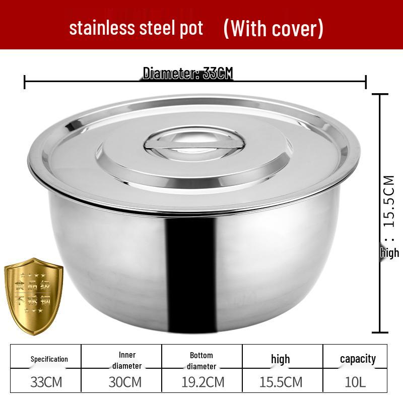 304 Stainless Steel Multi-Use Basin with Lid - Ideal for Washing Vegetables, Kneading Dough, Mixing, and Cooking