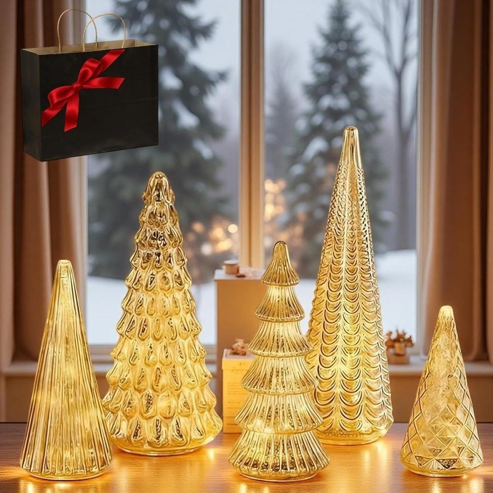 Set of 5 Creative Illuminated Mercury Trees With Light DIY Decoration Mercury Christmas Trees Desktop Ornament