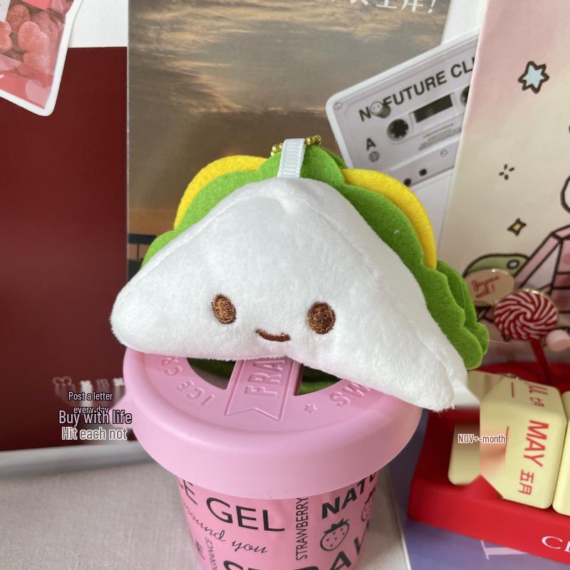 Roztomilý Kreslený Hamburger a Hranolky Plyšový Batoh Přívěsek na Klíče Panenka