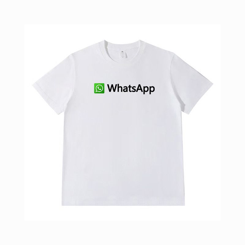 Pánská a dámská trička s krátkým rukávem pro platformu rychlých zpráv kolem společnosti WhatsApp, letní pracovní oděvy z čisté bavlny