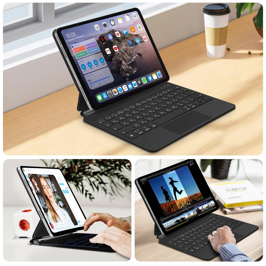 GOOJODOQ Magic Keyboard Case for iPad Air 6 (M2) 11-inch, compatible with iPad Pro 11 (1st/2nd/3rd/4th generation) and iPad Air 4th/5th/6th generation