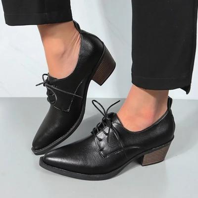 2025 Nieuwe lente schoenen van splitleer voor dames met spitse neus, hakken en vetersluiting, loafers in Franse retrostijl voor dames.