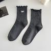 Ladies Spring and Autumn Fungus Lace Bow Embroidery Medium Tube Pile Pile Cotton Socks