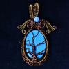 Natural Turquoise Gemstone Certified Copper Wire Wrapped Pendant Jewelry 74 Ct