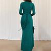 Women's Casual Fashion Long Sleeve Solid Color Slim Waist Dress
