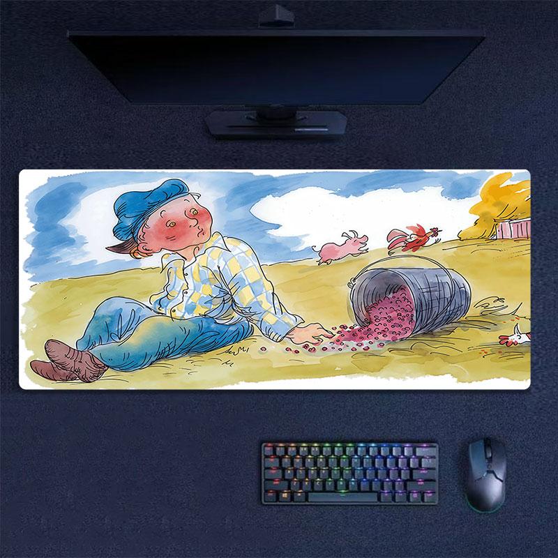 Emil of Lonneberga Art Mouse Pad, Large Gaming Desk Mat, Non-slip XXL Mousepad for Laptop & Tablet, Mini PC Playmat with Stitched Edges