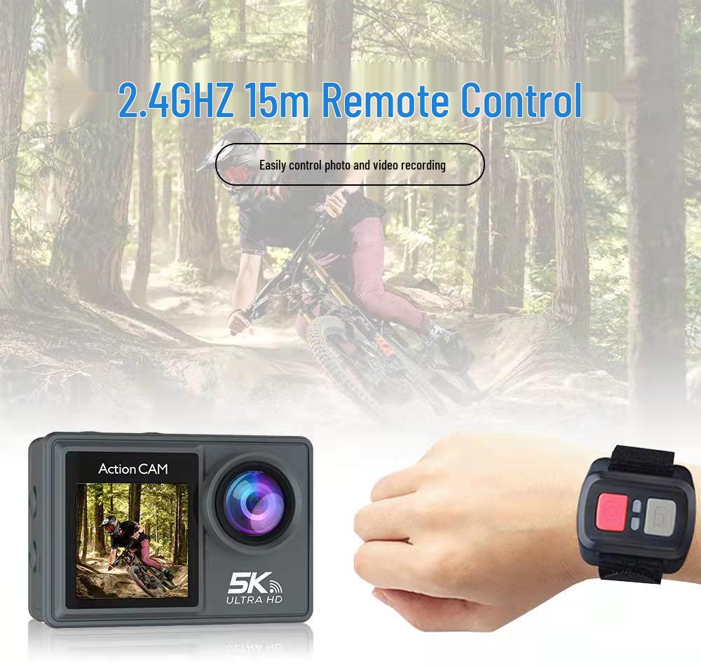 5K Dual Screen HD Sports Camera - Waterproof, Remote Control, Wireless Mic, Photo & Video VLOG Recording.
