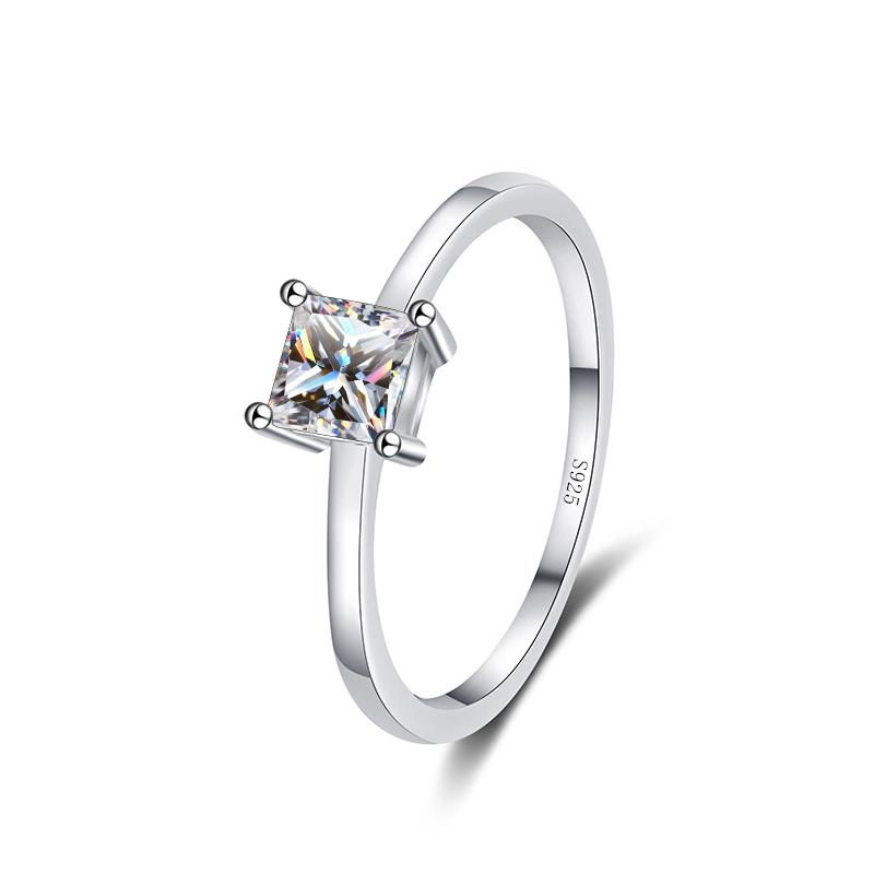 Bague Ringen 0.6ct Princess Cut Moissanite Solitaire Ring for Women Colorless High Quality 100% S925 Sterling Silver Band GRA