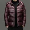 Giacca Invernale da Uomo Piumino Moda Lucido Impermeabile Corto Piumino Maschile Leggero Snowski Piumino d'Anatra Bianca