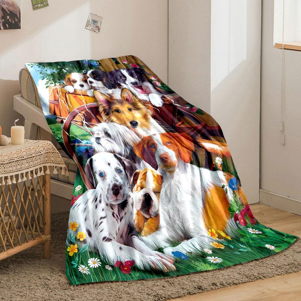 Adorable Dogs Pattern Soft Throw Blanket bedroom Blanket for Livingroom Couch lunch break Soft throw for Friend's festival Gift