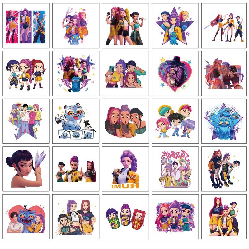 50pcs/set Cartoon Kpop Demon Hunters Rumi Kang Temporary Tattoo Sticker Rumi Tattoo Sticker Demonizing For Party Gifts