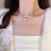 Premium Zircon Bow Pearl Necklace Sweet Cool Niche Versatile Temperament Sweater Collarbone Necklace Women