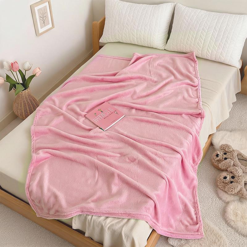 Solid Color Flannel Thin Blanket - Perfect for Office Naps, Sofa Throws, Summer Use, and as a Small Bed Sheet