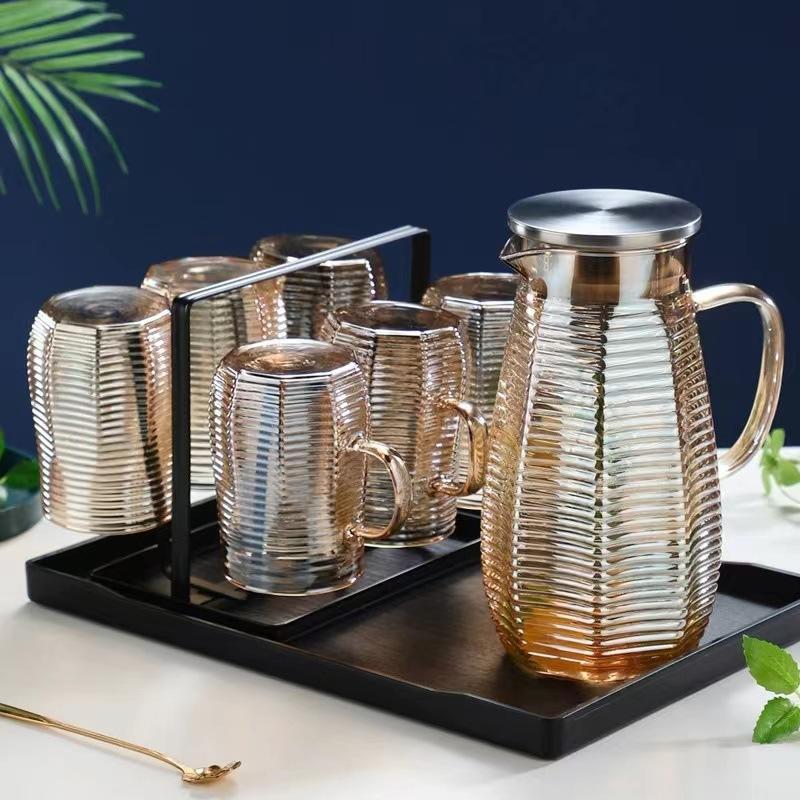 Hammer glass cold kettle, large-capacity beverage tea kettle, high temperature explosion-proof glass kettle with cool white open cold kettle