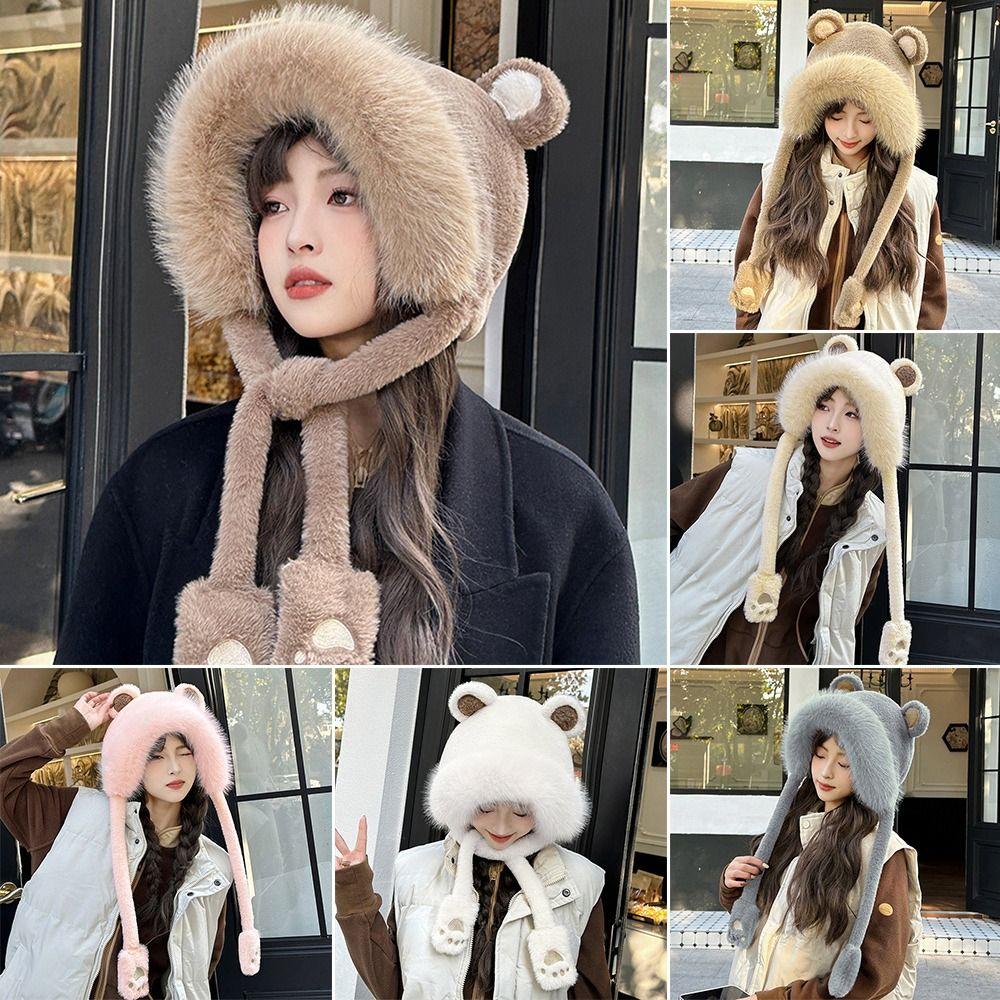 Plush Winter Warm Hat Windproof Ear Protection Hat Casual Earflap Bonnet Hat  Outdoor