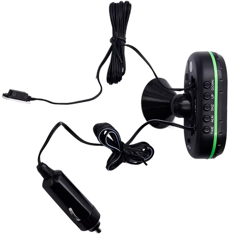 ABNO-Auto Digital 4 In 1 DC 12V Car Thermometer With Time Date Dual Temperature LED Display Monitor Featuring Backlight