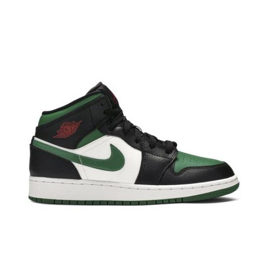 Air Jordan 1 Mid GS Black Pine Green 554725-067