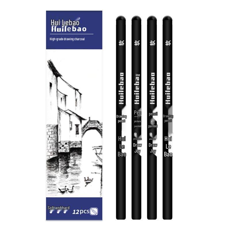 

Huilebao Professional Charcoal Drawing Pencil Set: Soft, Medium & Hard for Art, Special Painting & Sketching. Black
