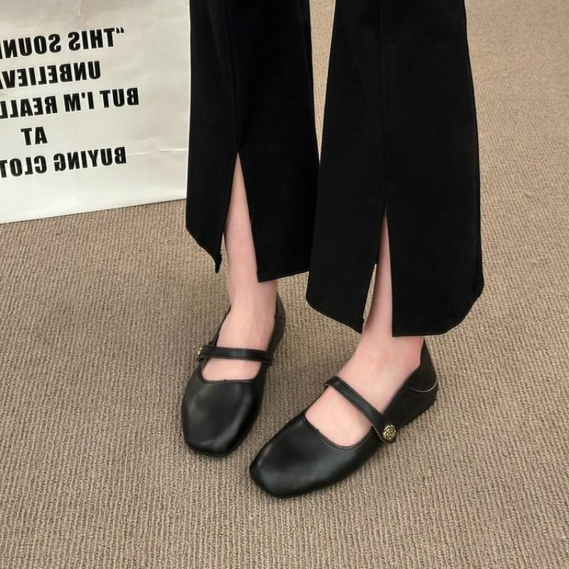 Retro One-word Belt Women's Shoes Spring New Mary Jane Style Light Mouth Small Leather Shoes Fashion Flat Sandals