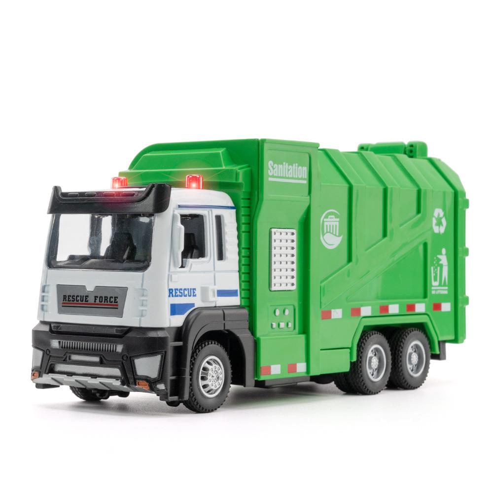 1/50 Müllwagen Modellauto Spielzeug Legierung Druckguss Ingenieur-Kipper Fahrzeug Metall Gummireifen Geräusch Licht Pull-Back Spielzeug Kindergeschenk