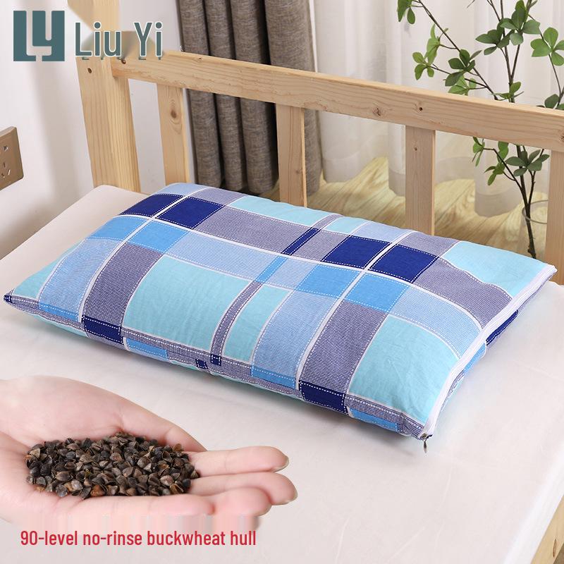 Buckwheat Hull Pillow - Pure Cotton Cover, Firm Support for Dormitory or Home Use
