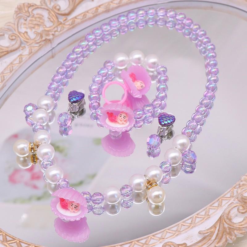 Children's Necklace Accessories, Shell Barbie Pink Cute Girls' Jewelry, Imitation Pearl Bracelet Necklace