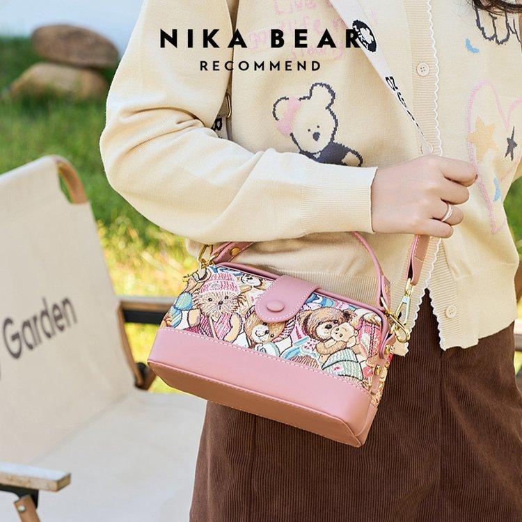 Nieuwe tas met geborduurde beer, modieuze tas voor mobiele telefoon en kleingeld