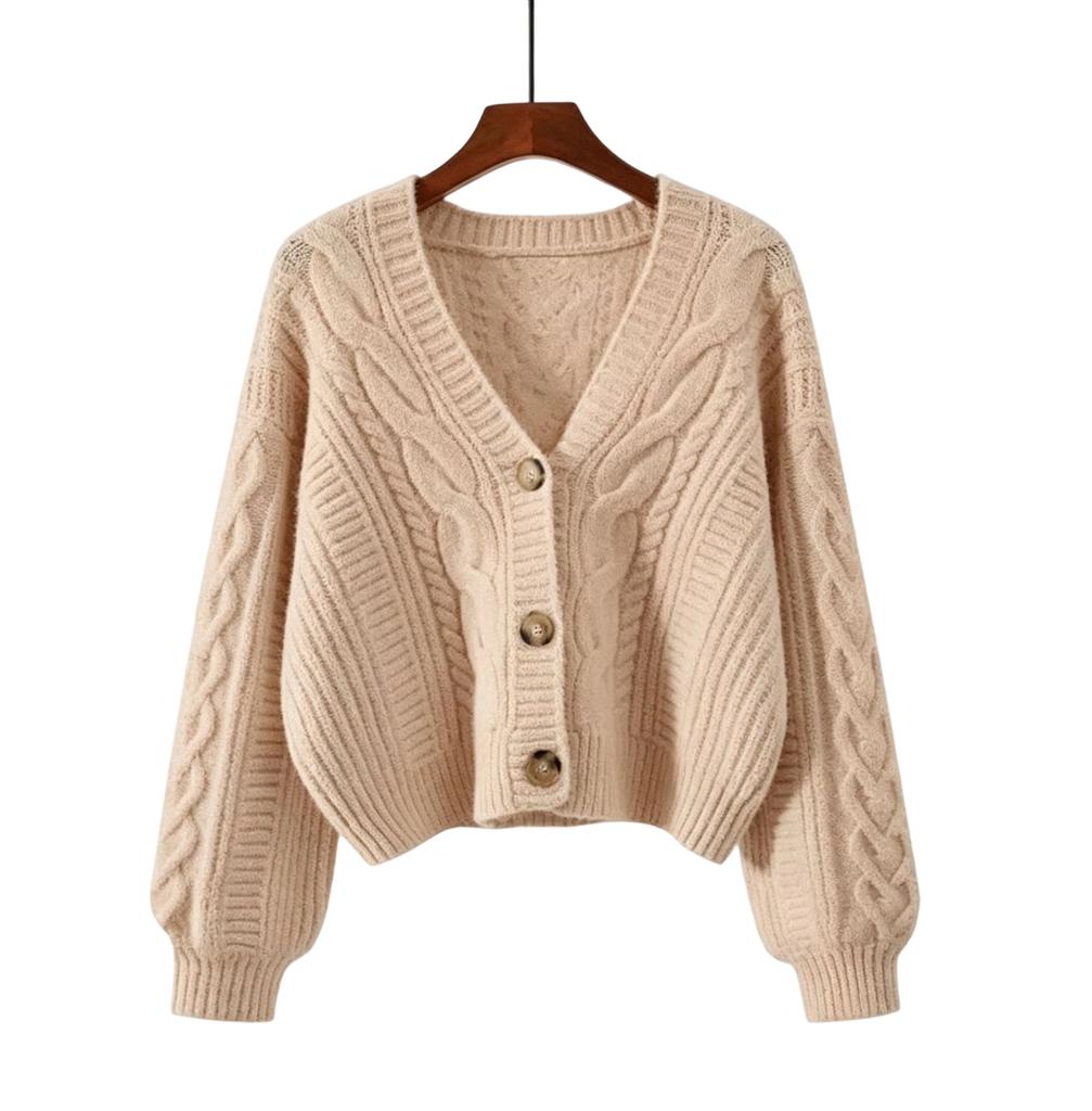 Cárdigan de Punto Casual Vintage Ajustado para Mujer para Uso Diario