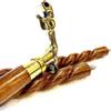 Canne de Marche en Bois avec Poignée en Laiton de Style Antique Victorien Vintage de Créateur
