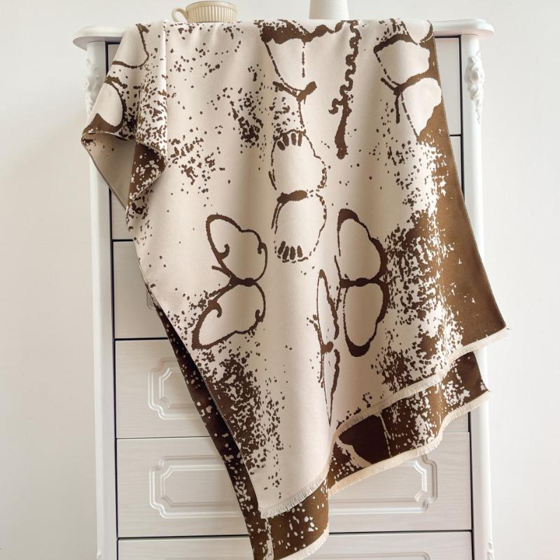 Autumn and Winter Chinese Ink Butterfly Scarf Women's Fashion Warm Imitation Cashmere Dual-purpose Shawl Temperament Versatile Scarf