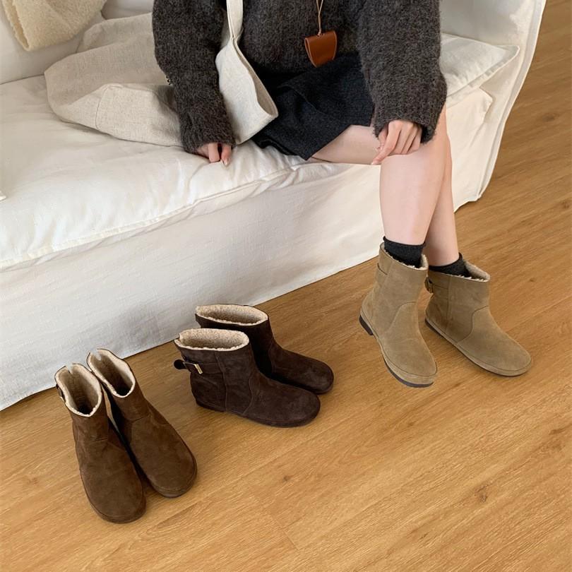 Foreign trade snow boots women's 2025 autumn and winter new velvet thermal cotton boots medium tube low heel snow boots women