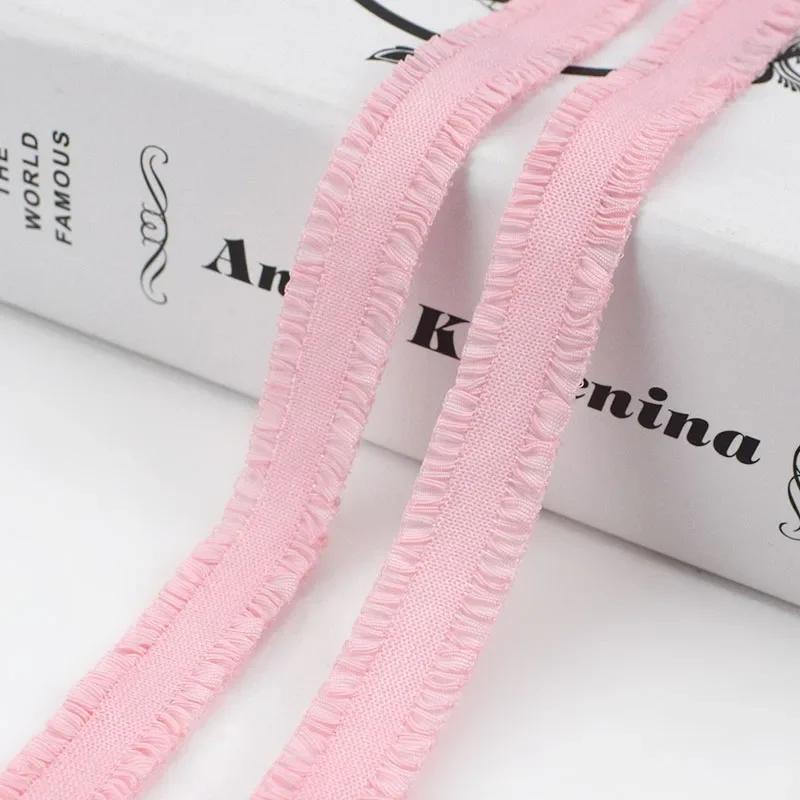5/10Yards Meetee 12mm Ruffled Elastic Band Colorful Pleated Stretch Lace Trim Headdress Ribbon DIY Garment Sewing Accessories