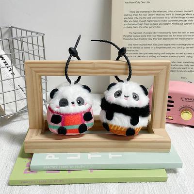 Adorable Round Panda Plush Keychain - Perfect Gift or Bag Charm
