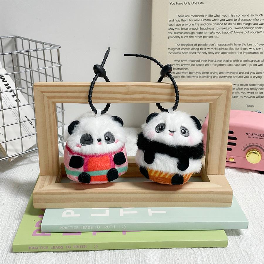 Adorable Round Panda Plush Keychain - Perfect Gift or Bag Charm