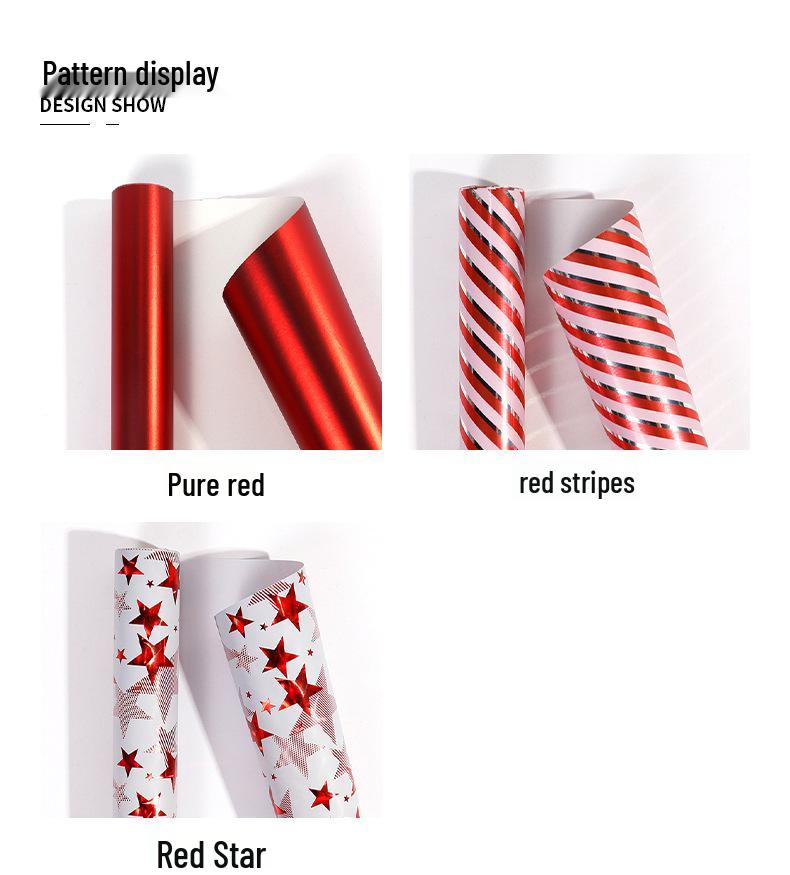 High-Grade Red Hot Stamping Star Christmas Gift Wrapping Paper - DIY Light Luxury