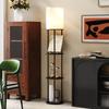 Floor Lamp, Shelves, 3 Color Temperatures, Remote Control, Black