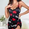 Mulheres Pijamas Camisola Sexy Lingerie Amor Estampado Halter Sem Costas Mini Vestido Casual Pijamas Pijamas Camisolas