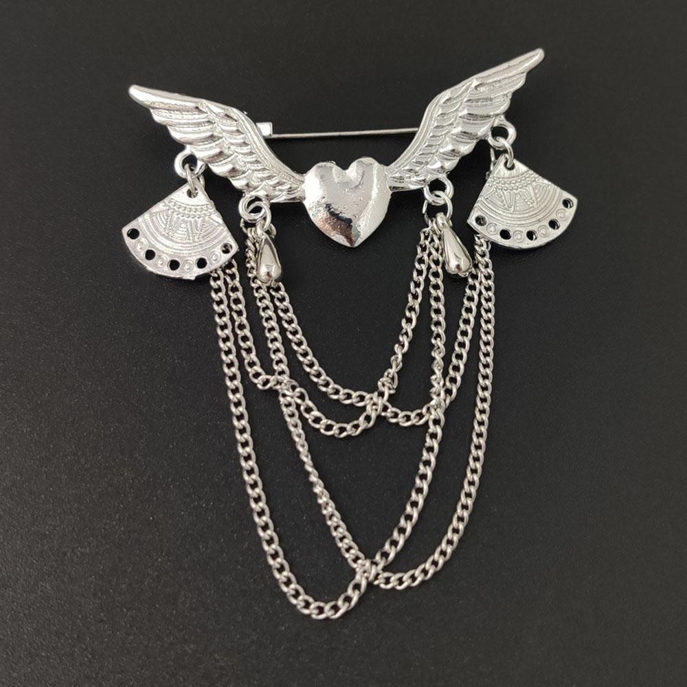 Suit Retro Chain Angle Wing Lapel Pin Heart-Shaped Jewelry Brooches Fashion Accessories Brooch Pins