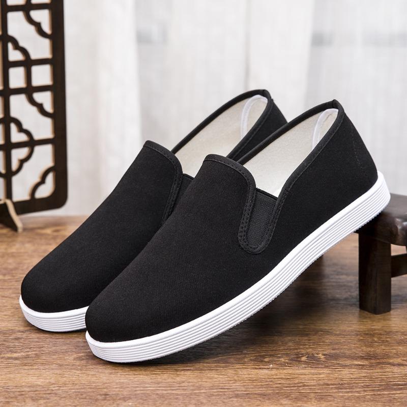 One-pedal cloth shoes men's army board lazy shoes comfortable beef tendon sole work labor insurance shoes men's black cloth shoes