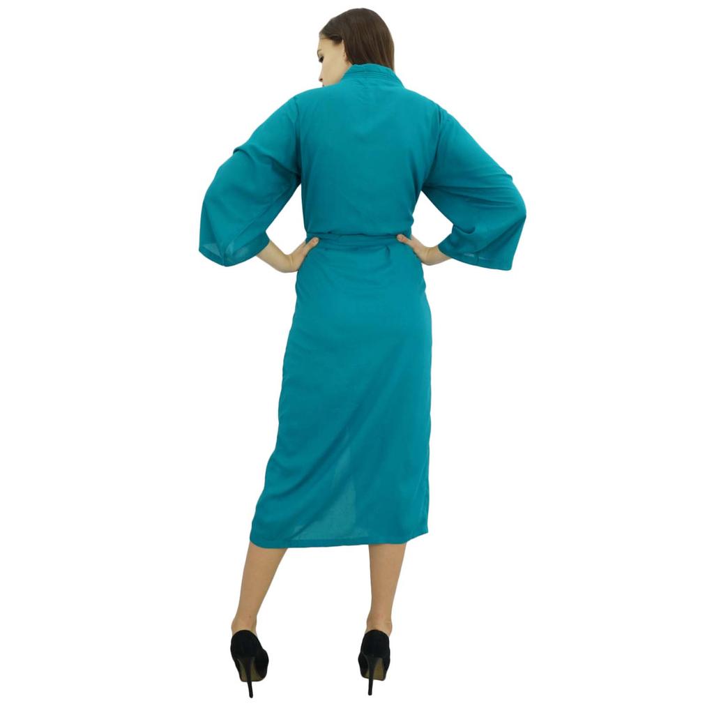 Bimba Women Long Solid Belt Robe Soft Modal Cotton Wrap Round Plain Bath