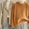 Autumn and Winter Women Soft Waxy Round Neck Cashmere Sweater Women's Loose Sweater Autumn and Winter Short Base Sweater