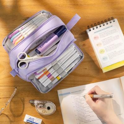 Trousse à crayons 3/4 compartiments Grande capacité Séparateur pour stylos Trousse à crayons pour élèves d'école Multicouches Partition transparente